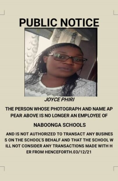  NABOONGA SCHOOLS ANNOUNCEMENT