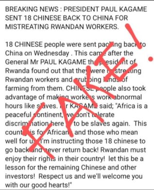  No, Kagame has not deported Chinese investors